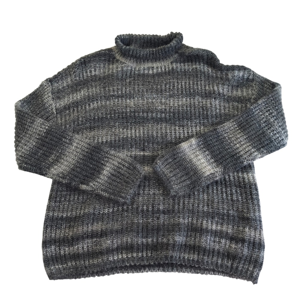 Calvin Klein Wool Mohair‎ Blend Sweater Gray Ombre Ribbed Knit Cozy Warm Medium